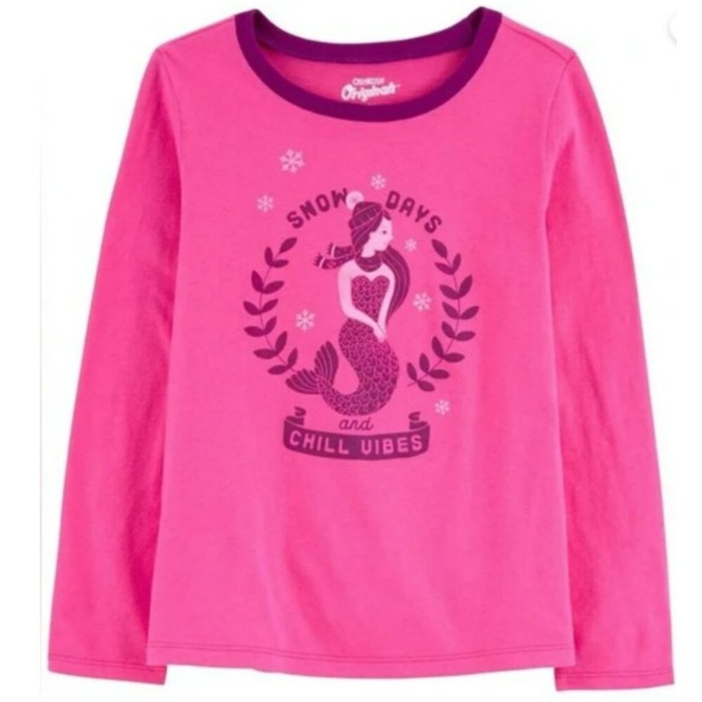 NWT. OSHKOSH ORIGINALS Girls Pink "Snow Days" Long Sleeve Tee